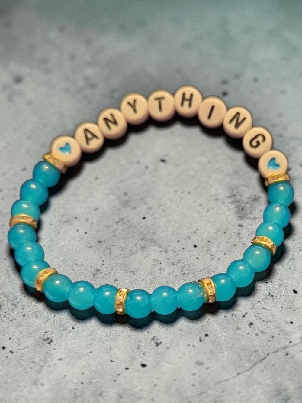 Turquoise 'ANYTHING' Beaded Stretch Bracelet